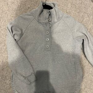 Varley Gray Button-Up Pullover Sweater